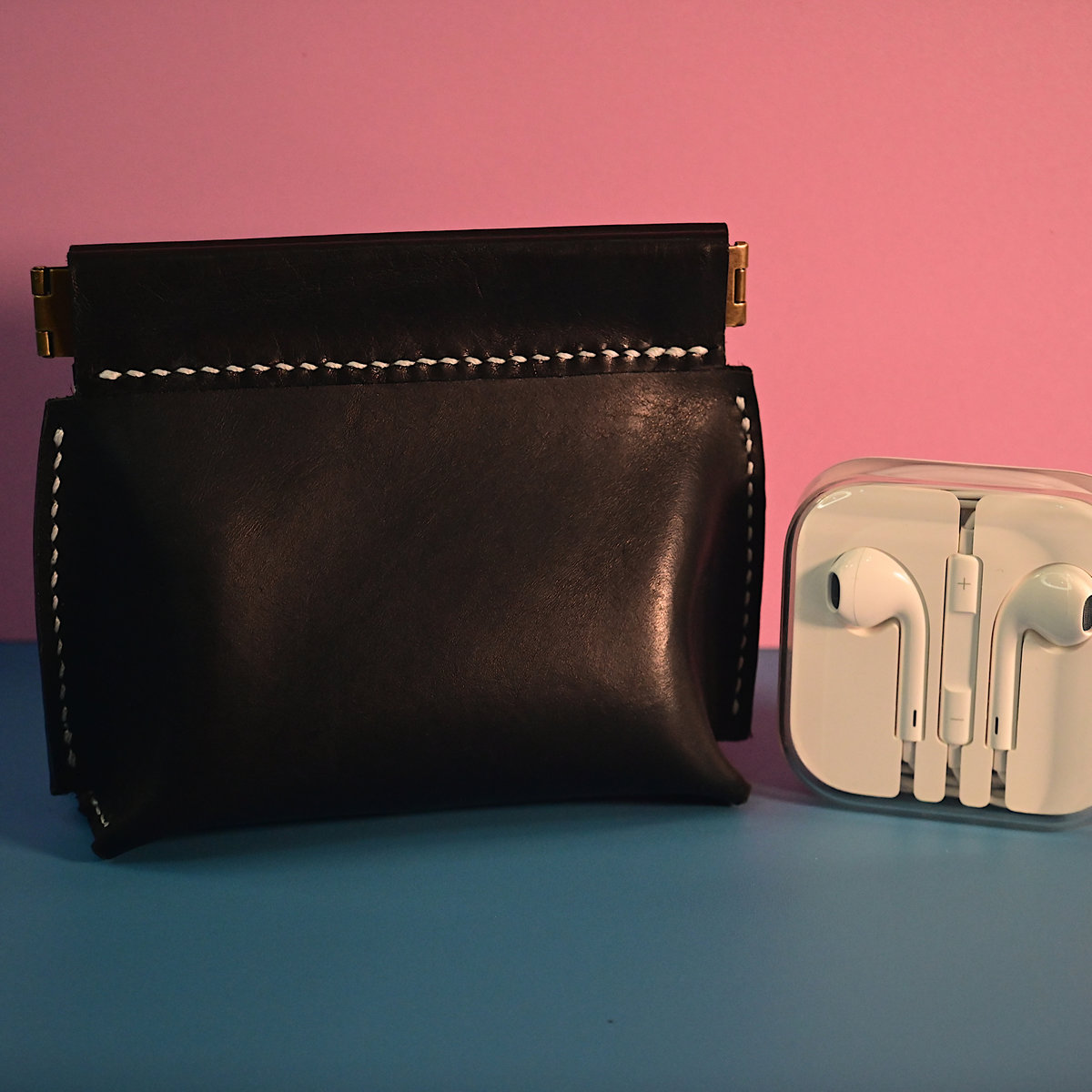 Hand-Stitched Black Leather Mini Pouch: Compact Multi-Purpose Organizer for Earbuds|Jewelry|Lipstick|Coins - Image 4