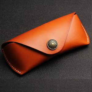 Handmade Top-Grain Leather Eyewear Case with Antique Brass Closure